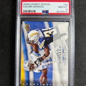 2008 Upper Deck First Edition #50 Calvin Johnson Detroit Lions PSA 10 Gem Mint